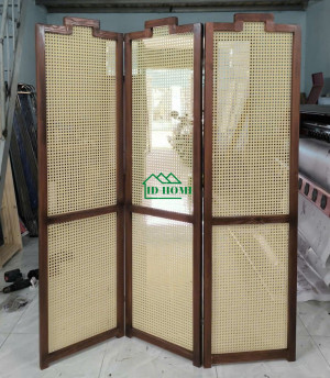 Bình phong gỗ mây nhựa mắt cáo